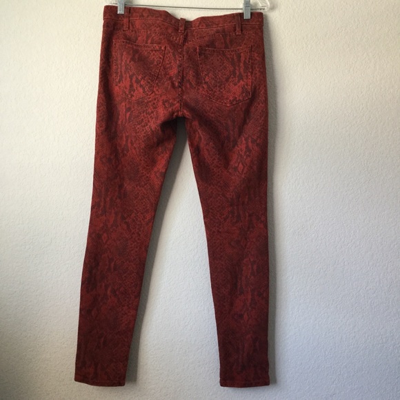Current/Elliot Red Snakeskin Printed Skinny Jeans - Picture 4 of 7